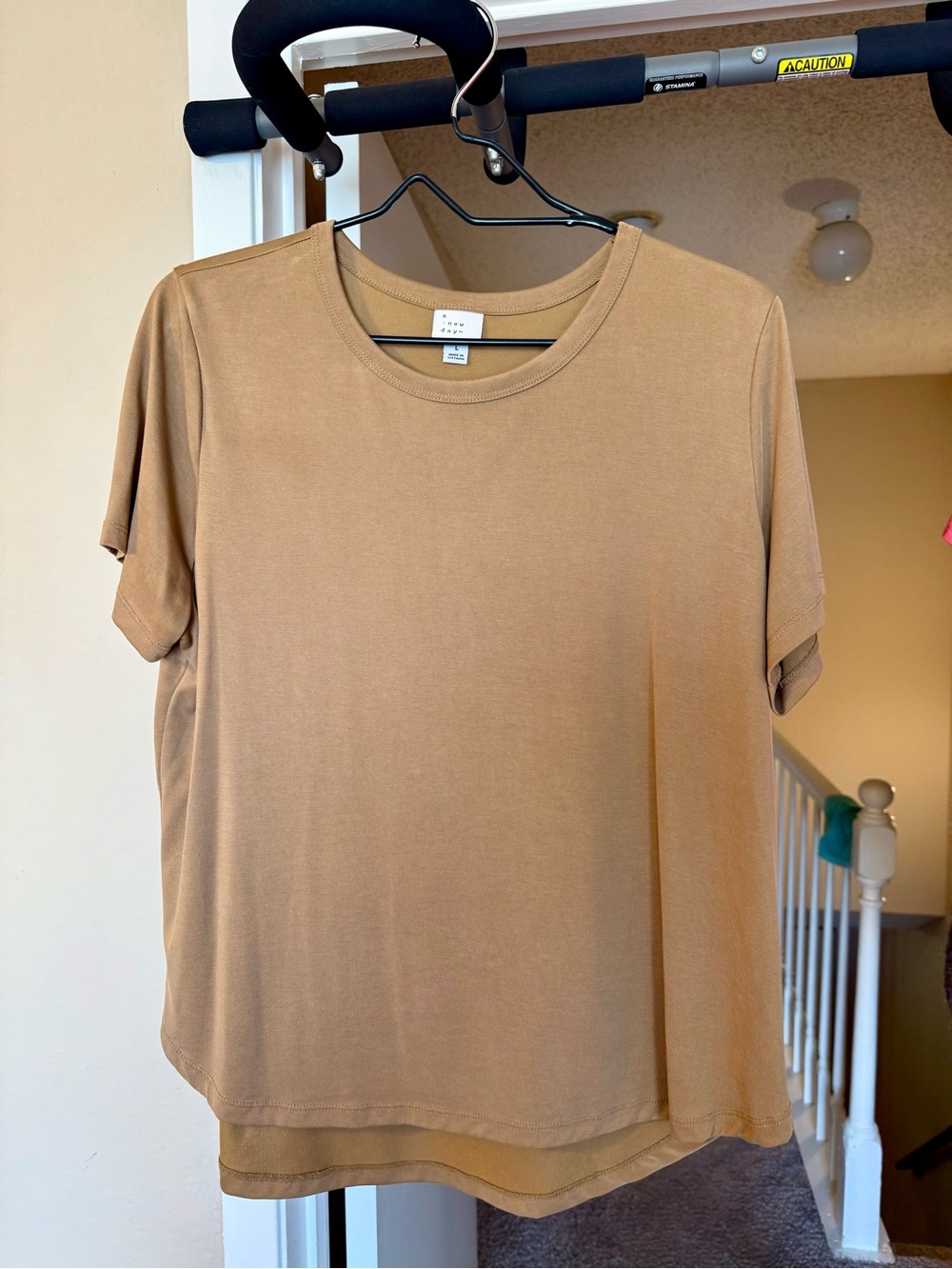 Women's Crewneck Short Sleeve Top - Tan